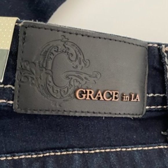 GRACE in LA | Dark Denim Detail Embellishment Bootcut Jeans ~ Size 30 ~ BNWT - Picture 9 of 12